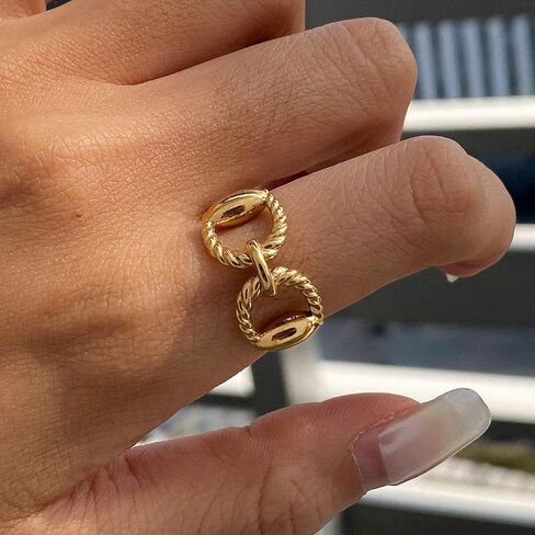 خواتم هورسبيت ذهبية مكتنزة للنساء خواتم بيان عتيقة خاتم الفروسية قابل للتعديل مجوهرات غربية in Kuwait