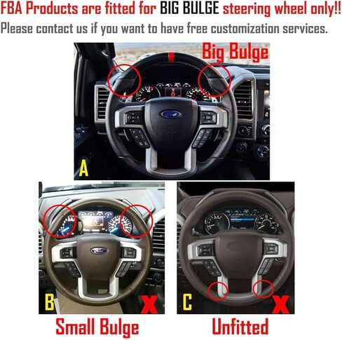 Black Perforated Leather & Suede Red Thread Auto DIY Steering Wheel Cover Hand-Stitch on Wrap Fit for Ford F150 Raptor 2016-2019 in Kuwait