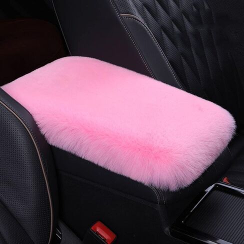 6pcs in 1 Set Fluffy Faux Wool Steering Wheel Cover & Soft Handbrake Cover & Gear Shift Cover & 2pcs Seat Belt Shoulder Pads & Center Console Cover Warm Universal Fit (Pink) in Saudi Arabia
