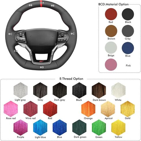 MEWANT Steering Wheel Cover for Ford Explorer (ST/ST-Line/Timberline) 2020-2025 Accessories of Microfiber Leather Hand Stitch Steering Wheel Wrap in Saudi Arabia
