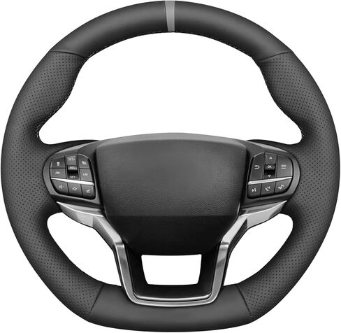 MEWANT Steering Wheel Cover for Ford Explorer (ST/ST-Line/Timberline) 2020-2025 Accessories of Microfiber Leather Hand Stitch Steering Wheel Wrap in Saudi Arabia