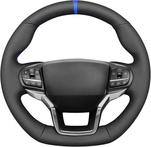 MEWANT Steering Wheel Cover for Ford Explorer (ST/ST-Line/Timberline) 2020-2025 Accessories of Microfiber Leather Hand Stitch Steering Wheel Wrap in Saudi Arabia
