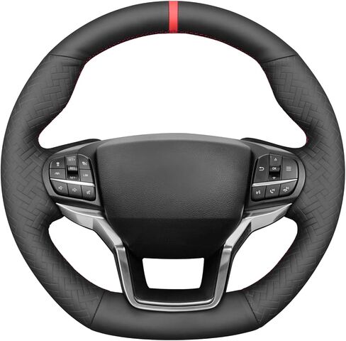 MEWANT Steering Wheel Cover for Ford Explorer (ST/ST-Line/Timberline) 2020-2025 Accessories of Microfiber Leather Hand Stitch Steering Wheel Wrap in Saudi Arabia