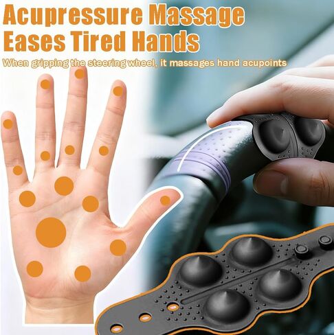 Steering Wheel Cover Massage,Steering Wheel Center Marker Massage Grip,Anti-Slip Silicone Car Interior Accessories for Reducing Fatigue Enhancing Comfort, Universal Fit in Saudi Arabia