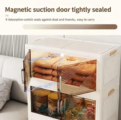 5 Tier Stackable Plastic Storage Bins with Lids Stackable Containers with Wheels and Magnetic Doors Wheels StackableStorage Bins for Living Room,Office,Dorm in Saudi Arabia
