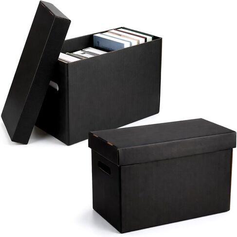 2 Pack Comic Book Storage Box Short Cardboard Black Comic Book Box for 150-175 Collectibles, Double Thickness Design Stackable Case for Silver Age and Modern Comics Showcase Collectibles in Kuwait