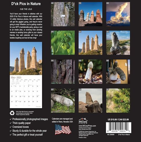 MICASA PRESS - D'ck Pics in Nature 2025 Wall Calendar 12 Month | 12" x 24" Open | Thick & Sturdy Paper | Giftable | Secret Santa White Elephant Swap Gag Gift | Funny Calendar 2025 in Kuwait