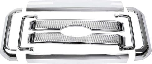 غطاء مصبغة لـ 2011-2016 Ford F-250 F-350 F-450 F-550 غطاء المصد الأمامي فائق التحمل من الكروم ABS غطاء الشواية-8 قطعة-YOUNGERCAR in Saudi Arabia