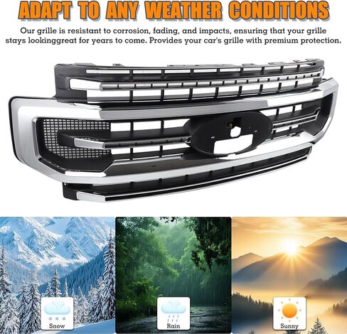 Chrome Plating Type Grille Assembly Compatible with 2020-2022 Ford F-250 F-350 Super Duty Front Bumper Upper Grill (With Lower Trim Panel) Replacement LC3Z8200EA in Saudi Arabia