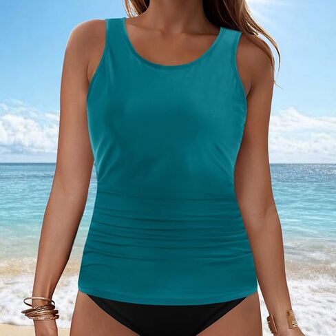 Tankini Tops for Women High Neck Swimsuits Swim Top Modest Bathing Suit Flowy Swimwear Tank Top Only No Bottom in Saudi Arabia