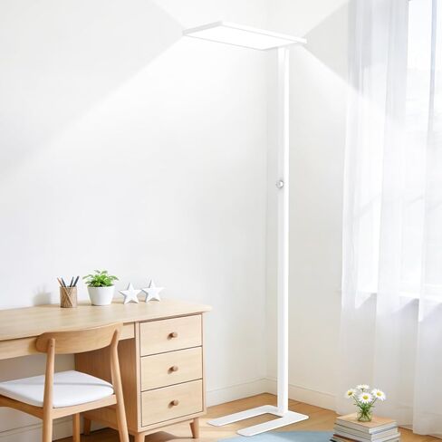 مصباح أرضي LED 120 وات، مصباح قراءة كامل الطيف للعناية بالعين 10000 لومن، مصباح أرضي طويل يعتم بمقبض 77 بوصة مع ضوء نهاري طبيعي 4000 كلفن، مصباح قائم في الزاوية الساطعة لغرفة النوم وغرفة المعيشة وغرفة الدراسة والمكتب in Kuwait