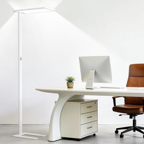 مصباح أرضي LED 120 وات، مصباح قراءة كامل الطيف للعناية بالعين 10000 لومن، مصباح أرضي طويل يعتم بمقبض 77 بوصة مع ضوء نهاري طبيعي 4000 كلفن، مصباح قائم في الزاوية الساطعة لغرفة النوم وغرفة المعيشة وغرفة الدراسة والمكتب in Kuwait