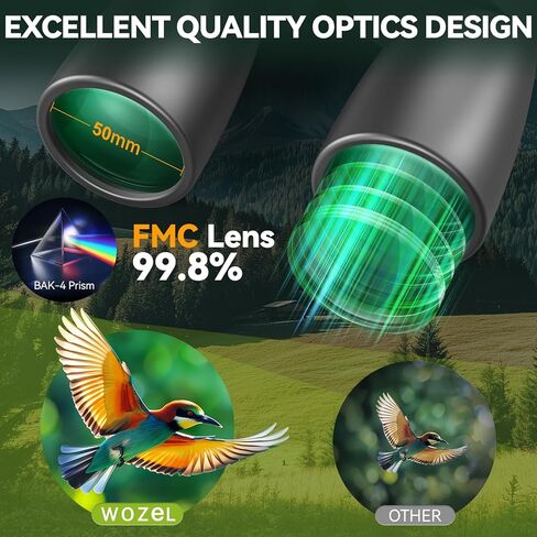 High Powered Zoom Binoculars for Adults - 12-36X50 HD Professional Binoculars with Large Vision - Waterproof Binocular with Low Light for Bird Watching Travel Hunting Sports Cruise Outdoor in Kuwait