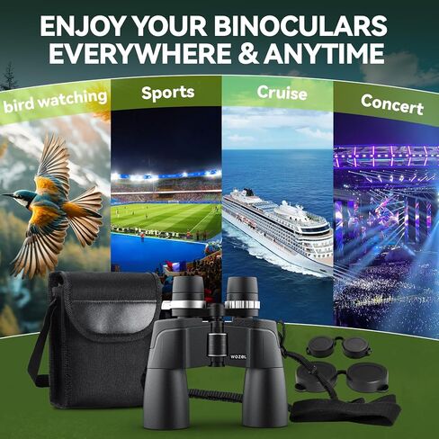 High Powered Zoom Binoculars for Adults - 12-36X50 HD Professional Binoculars with Large Vision - Waterproof Binocular with Low Light for Bird Watching Travel Hunting Sports Cruise Outdoor in Kuwait