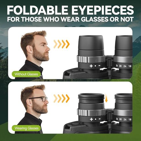 High Powered Zoom Binoculars for Adults - 12-36X50 HD Professional Binoculars with Large Vision - Waterproof Binocular with Low Light for Bird Watching Travel Hunting Sports Cruise Outdoor in Kuwait