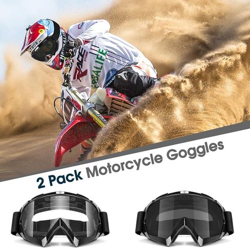Lievermo Motorcycle ATV Dirt Bike 2-Pack Motocross Ski Goggles MX Riding UTV Helmet Offroad Dustproof Glasses in Saudi Arabia