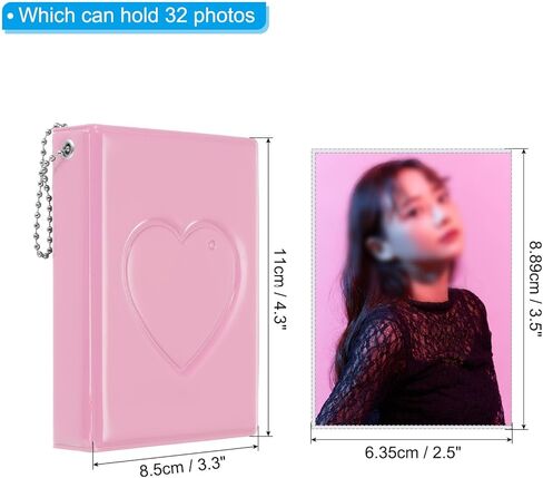 ألبوم صغير لبطاقات الصور Kpop بحجم 3 بوصة مع 32 جيبًا ورفًا صغيرًا للكتب حامل صور قلب الحب للمجموعة، وردي in Saudi Arabia