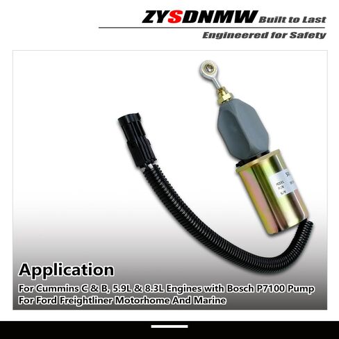 3935649 12VDC Fuel Shut Off Solenoid Fit for Cummins Diesel Engine 5.9L or 8.3L Replacement for Motorhomes Ford Freightliner Part Replace 4089574 SA-4765-12 in Kuwait