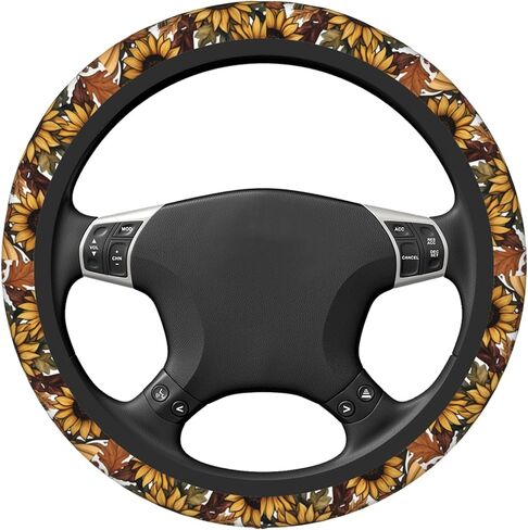 "غطاء عجلة القيادة عباد الشمس، 15 بوصة، تصميم خفيف الوزن مضاد للانزلاق، قبضة مريحة قابلة للتنفس عالمية 15 بوصة تناسب شاحنات سيارات الدفع الرباعي" in Kuwait