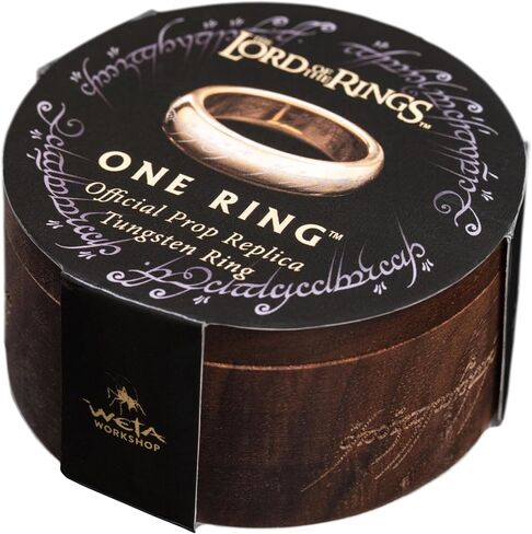 Weta Workshop - Lord of The Rings - LOTR™ The One Ring™ (تنجستن مطلي بالذهب مع رونية إلفيش)، مقاس 9 in Saudi Arabia