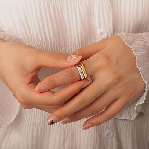 anavia شخصية اسم تاريخ 4mm الفولاذ المقاوم للصدأ شريط الدائري، تخصيص الأرقام الرومانية الأحرف الأولى تاريخ لامعة النهاية الفرقة الدائري، الزفاف الخطوبة وعد الدائري للنساء الرجال in Kuwait