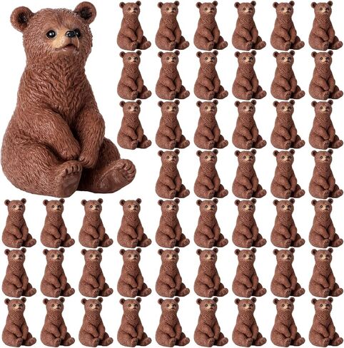 Resin Bear Figurines Bulk Mini Resin Bear Miniature Realistic Animals Family Figures Toy Set Adorable Garden Accessories for Micro Landscape Bookcase Scenes Kit(Classic,Brown,50) in Saudi Arabia