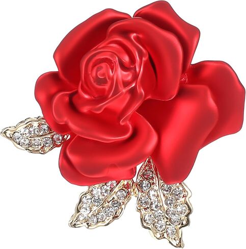 روز زهرة بروش دبوس، 3D كريستال روز دبوس حجر الراين الأزهار بروش خمر دبابيس حمراء 3D الأزهار اللباس الملحقات الورود الحمراء كريستال دبابيس للنساء الفتيات قبعة حقيبة دعوى اللباس in Saudi Arabia