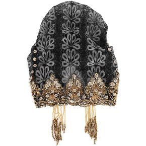 Muslim Stretch Head Scarf Wrap Cap, Women's Breathable Lace Turban Hat, Sequins Turban Stretchy Headscarf, Shiny Lace Head Cover, Delicate Muslim Women Turbans Beanie Hat in Kuwait