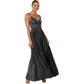 Satin Pleated Bridesmaid Dresses Long for Women Spaghetti Straps V-Neck Formal Evening Dress in Kuwait