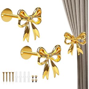 قطعتان من ستائر القوس الذهبية معقودات للجدار - حامل ستارة معدني شديد التحمل مثبت على الحائط للستائر نافذة ديكور المنزل in Kuwait