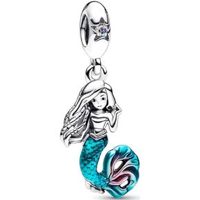 Princess The Little Mermaid Ariel Dangle Charm Fit Women Bracelet Necklaces Fashion Gifts 925 Sterling Silver DIY Jewelry in Saudi Arabia