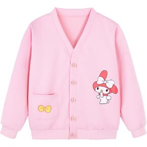 Girls' Cardigan Sweaters Cartoon Long Sleeve V Neck Crop Cardigan Button Down Jacket Coats Spring Fall Outwear in Kuwait