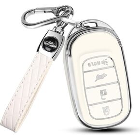 QBUC for Honda Key Fob Cover with Keychain, Fit for Honda 2022 2023 2024 2025 2026 Civic CRV HRV Accord 4 buttons Smart Key (Pink, silver edge) in Kuwait