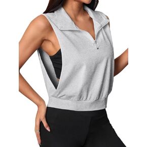 Avanova Running Shirts Women Sleeveless Zip Up V Neck Golf Workout Gym Athletic Crop Tank Tops in Kuwait