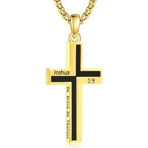 Cross Necklace for Men, 14K Gold Cross Pendant with Bible Verse, Mens Jewelry with Rolo Chain in Saudi Arabia