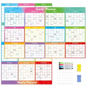 Large Wall Calendar Dry Erase 59x37 Inch,MoShining, 2026 Calendar,Yearly Planner 2026-2027 For Office Home Watercolor Wall Planner With Pen and Eraser Fold in Kuwait