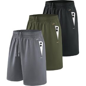 مجموعة من 3 شورتات رياضية للرجال من ليتل بيوتي، مقاس 9 بوصات، سريعة الجفاف، رياضية للجري، مع جيوب للتمرين غير الرسمي in Kuwait