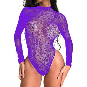 Sexy Lingerie for Women Naughty Outfits Backless Fishnet Bodysuit Long Sleeve Lace-Up Mesh Bodycon High Cut Clubwear in Kuwait