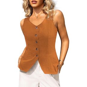 Tralilbee المرأة سترات بلا أكمام السترة زر أسفل صدرية الأعمال عارضة دعوى سترة قمم S-XL in Kuwait