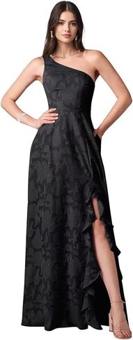 Lace Jacquard Bridesmaid Dresses Women's Ruched One Shoulder Formal Evening Party Dress in Saudi Arabia