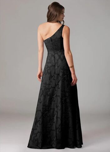 Lace Jacquard Bridesmaid Dresses Women's Ruched One Shoulder Formal Evening Party Dress in Saudi Arabia