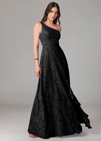 Lace Jacquard Bridesmaid Dresses Women's Ruched One Shoulder Formal Evening Party Dress in Saudi Arabia