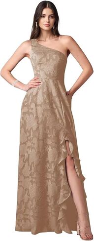 Lace Jacquard Bridesmaid Dresses Women's Ruched One Shoulder Formal Evening Party Dress in Saudi Arabia