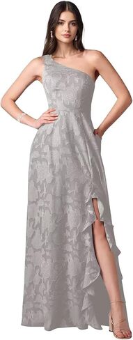 Lace Jacquard Bridesmaid Dresses Women's Ruched One Shoulder Formal Evening Party Dress in Saudi Arabia