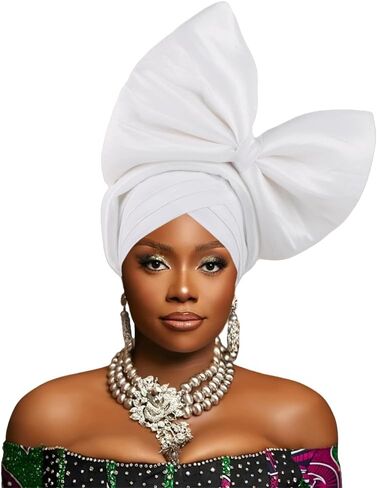 SYANKANGXIAO African Turban Cap for Women Nigeria Auto Gele Exaggerated Big Bowknot Headwraps Wedding Party Headwear Hat in Saudi Arabia