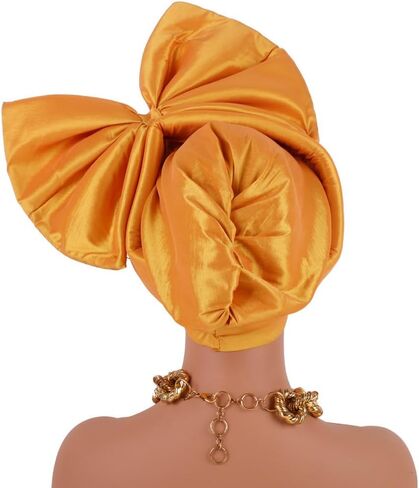 SYANKANGXIAO African Turban Cap for Women Nigeria Auto Gele Exaggerated Big Bowknot Headwraps Wedding Party Headwear Hat in Saudi Arabia