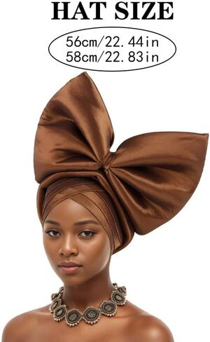 SYANKANGXIAO African Turban Cap for Women Nigeria Auto Gele Exaggerated Big Bowknot Headwraps Wedding Party Headwear Hat in Saudi Arabia
