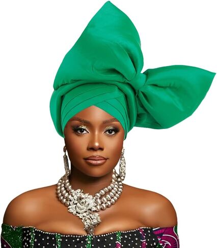 SYANKANGXIAO African Turban Cap for Women Nigeria Auto Gele Exaggerated Big Bowknot Headwraps Wedding Party Headwear Hat in Saudi Arabia