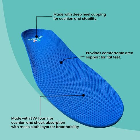 Walkize Arch Support Insoles Women - Plantar Fasciitis Relief, High Arch Support Shoe Inserts for Women & Men, EVA + Mesh Cloth Cushioning Foot Pain Relief Insoles - Small/38-40 in Saudi Arabia