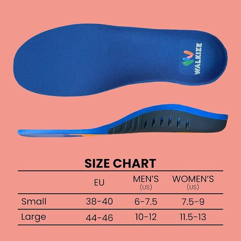 Walkize Arch Support Insoles Women - Plantar Fasciitis Relief, High Arch Support Shoe Inserts for Women & Men, EVA + Mesh Cloth Cushioning Foot Pain Relief Insoles - Small/38-40 in Saudi Arabia